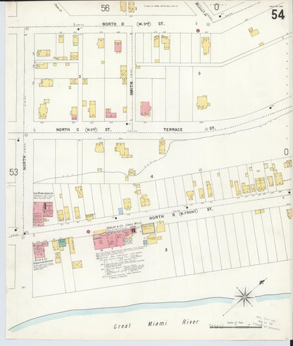 Sanborn Fire Insurance Map from Hamilton, Butler County, Ohio (1899), Sheet #0054 - Historic Sanborn Fire Insurance Map Print, vintage old map wall art, antique decor, genealogy gift, Ohio Ohio map