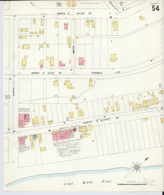 Sanborn Fire Insurance Map from Hamilton, Butler County, Ohio (1899), Sheet #0054 - Historic Sanborn Fire Insurance Map Print, vintage old map wall art, antique decor, genealogy gift, Ohio Ohio map