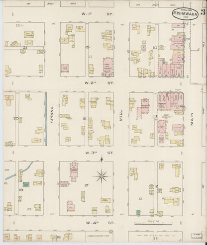 Sanborn Fire Insurance Map from Mishawaka, Saint Joseph County, Indiana (1886), Sheet #0003 - Complete Map Set gallery image, historic Sanborn map, vintage wall art, Indiana Indiana