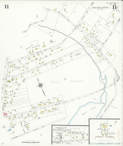 Sanborn Fire Insurance Map from Easthampton, Suffolk County, New York (1936), Sheet #0011 - Historic Sanborn Fire Insurance Map Print, vintage old map wall art, antique decor, genealogy gift, New York New York map