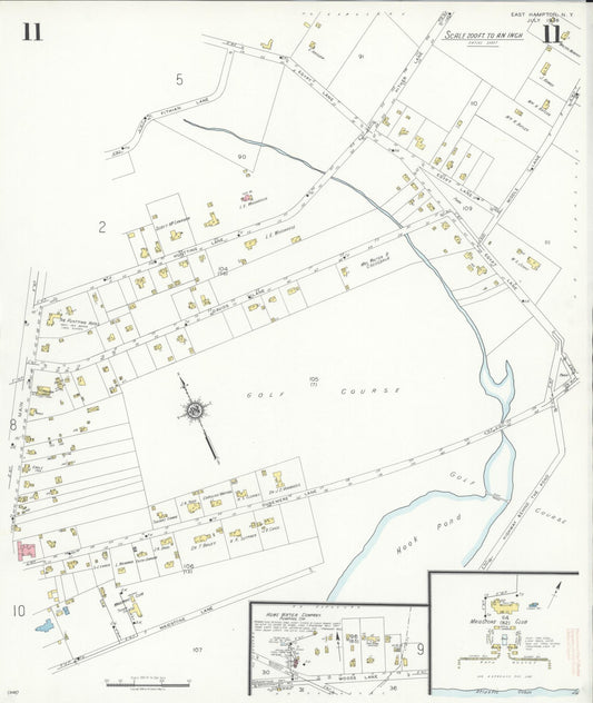 Sanborn Fire Insurance Map from Easthampton, Suffolk County, New York (1936), Sheet #0011 - Historic Sanborn Fire Insurance Map Print, vintage old map wall art, antique decor, genealogy gift, New York New York map