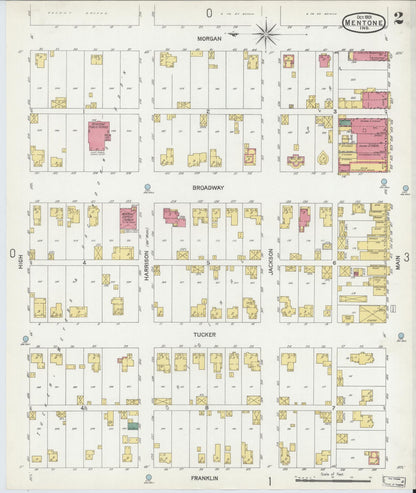 Sanborn Fire Insurance Map from Mentone, Kosciusko County, Indiana (1901), Sheet #0002 - Complete Map Set gallery image, historic Sanborn map, vintage wall art, Indiana Indiana