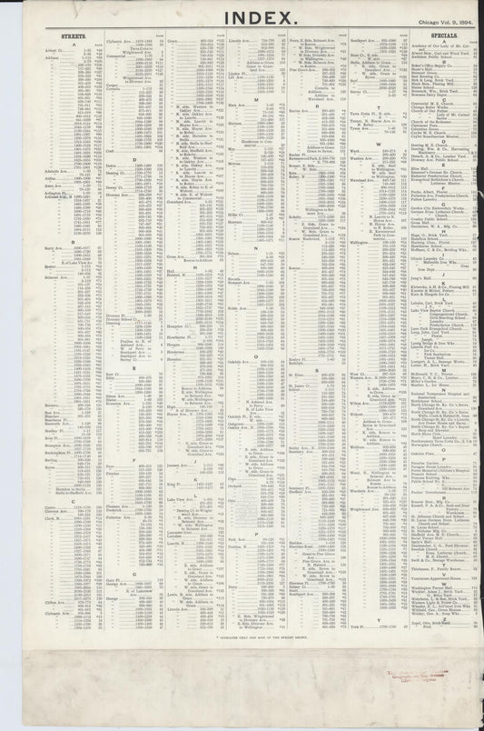 Sanborn Fire Insurance Map from Chicago, Cook County, Illinois. (1894), Sheet 1 – Historic Sanborn Fire Insurance Map Print