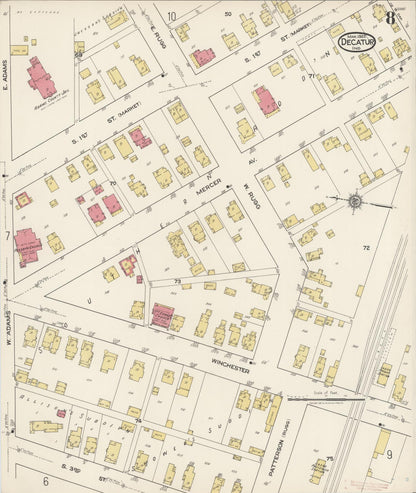Sanborn Fire Insurance Map from Decatur, Adams County, Indiana (1922), Sheet #0008 - Complete Map Set gallery image, historic Sanborn map, vintage wall art, Indiana Indiana
