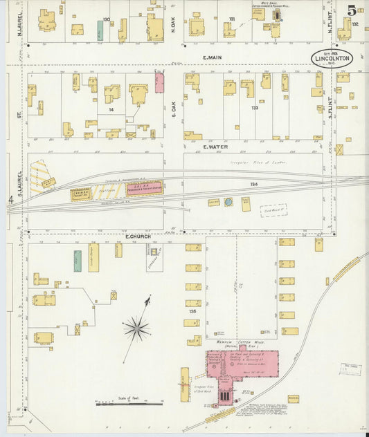 Sanborn Fire Insurance Map from Lincolnton, Lincoln County, North Carolina (1906), Sheet #0005 - Historic Sanborn Fire Insurance Map Print, vintage old map wall art, antique decor, genealogy gift, North Carolina North Carolina map