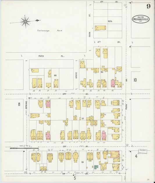 Sanborn Fire Insurance Map from Mechanicville, Saratoga County, New York (1904), Sheet #0008 - Historic Sanborn Fire Insurance Map Print, vintage old map wall art, antique decor, genealogy gift, New York New York map