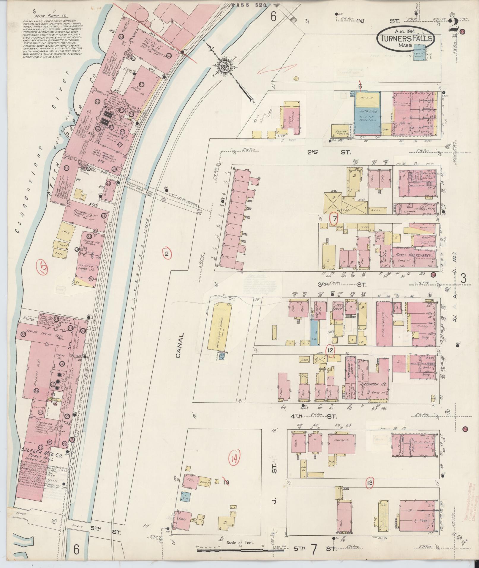 Sanborn Fire Insurance Map from Turners Falls, Franklin County, Massachusetts (1940), Sheet #0002 - Complete Map Set gallery image, historic Sanborn map, vintage wall art, Massachusetts Massachusetts