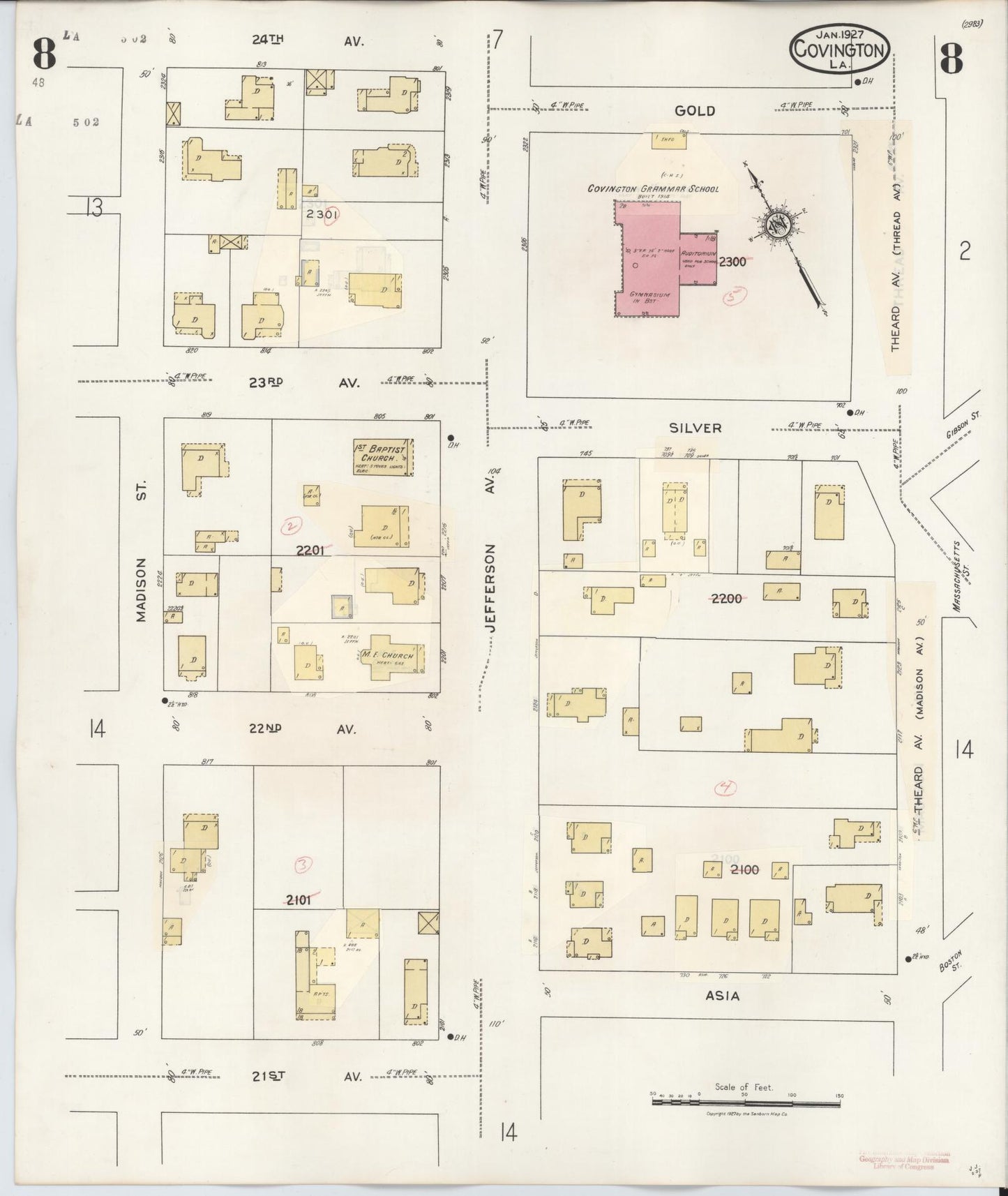 Sanborn Fire Insurance Map from Covington, Saint Tammany Parish, Louisiana (1941), Sheet #0008 - Complete Map Set gallery image, historic Sanborn map, vintage wall art, Louisiana Louisiana
