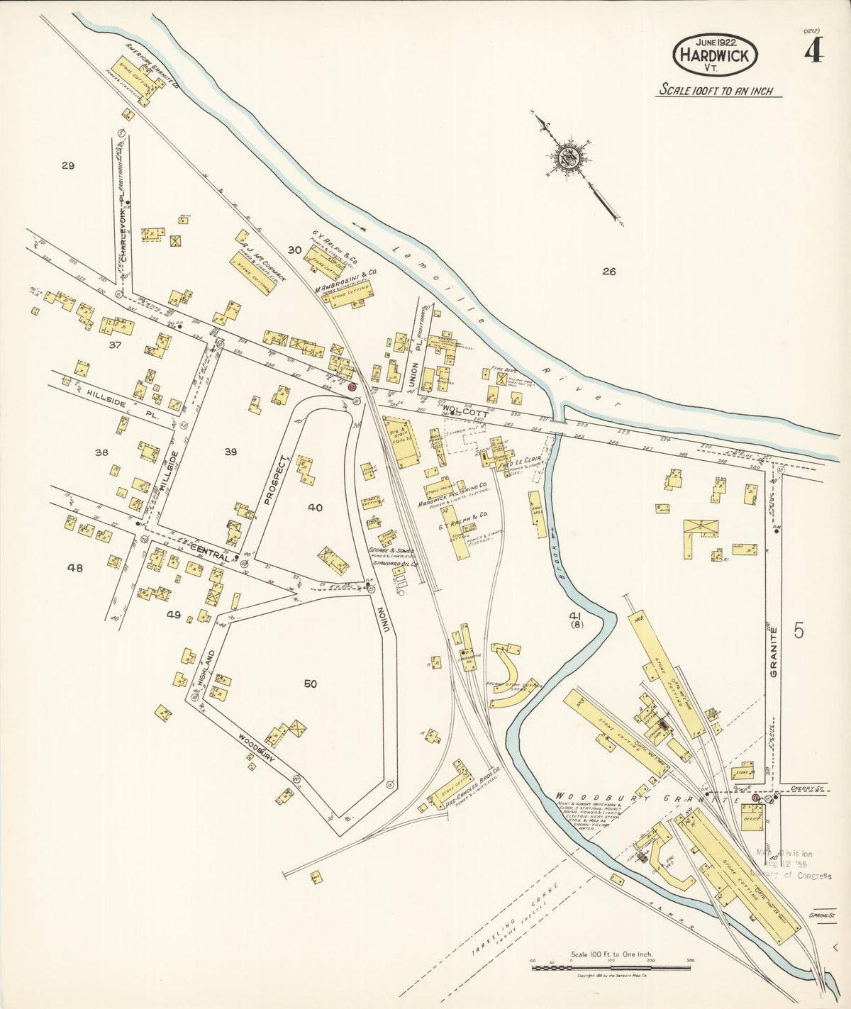 Sanborn Fire Insurance Map from Hardwick, Caledonia County, Vermont (1922), Sheet #0004 - Complete Map Set gallery image, historic Sanborn map, vintage wall art, Vermont Vermont