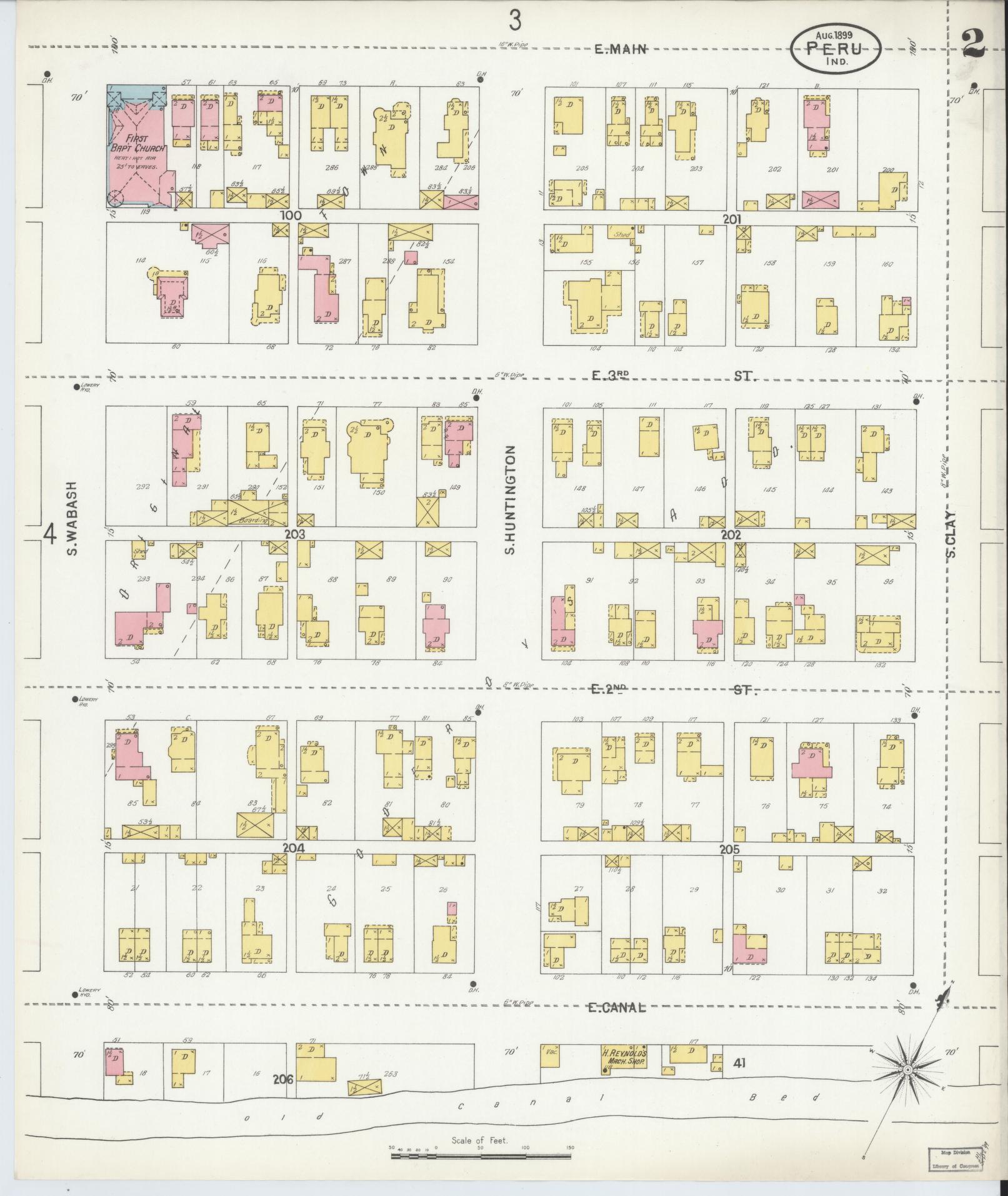 Sanborn Fire Insurance Map from Peru, Miami County, Indiana (1899), Sheet #0002 - Complete Map Set gallery image, historic Sanborn map, vintage wall art, Indiana Indiana