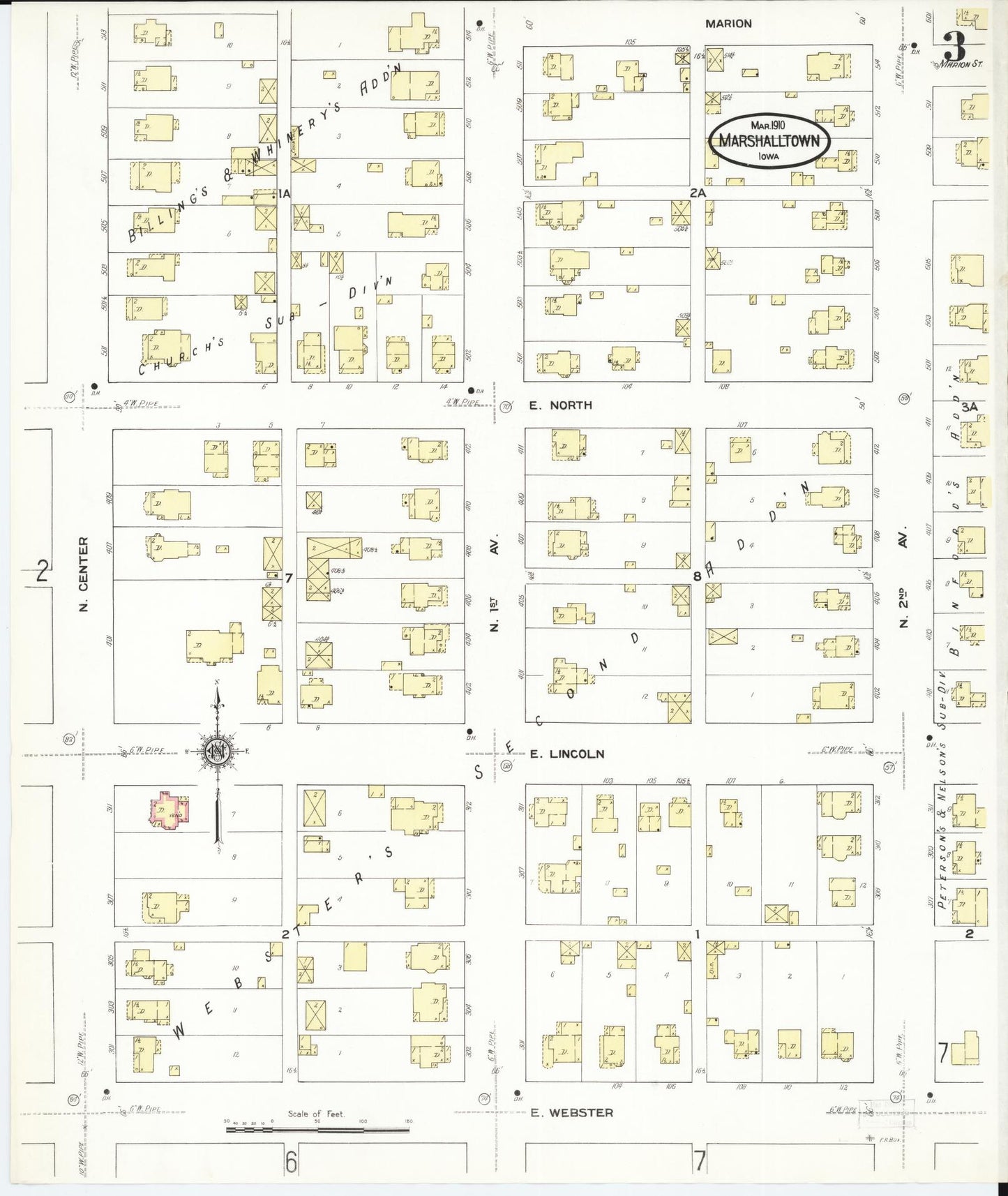 Sanborn Fire Insurance Map from Marshalltown, Marshall County, Iowa (1910), Sheet #0003 - Historic Sanborn Fire Insurance Map Print