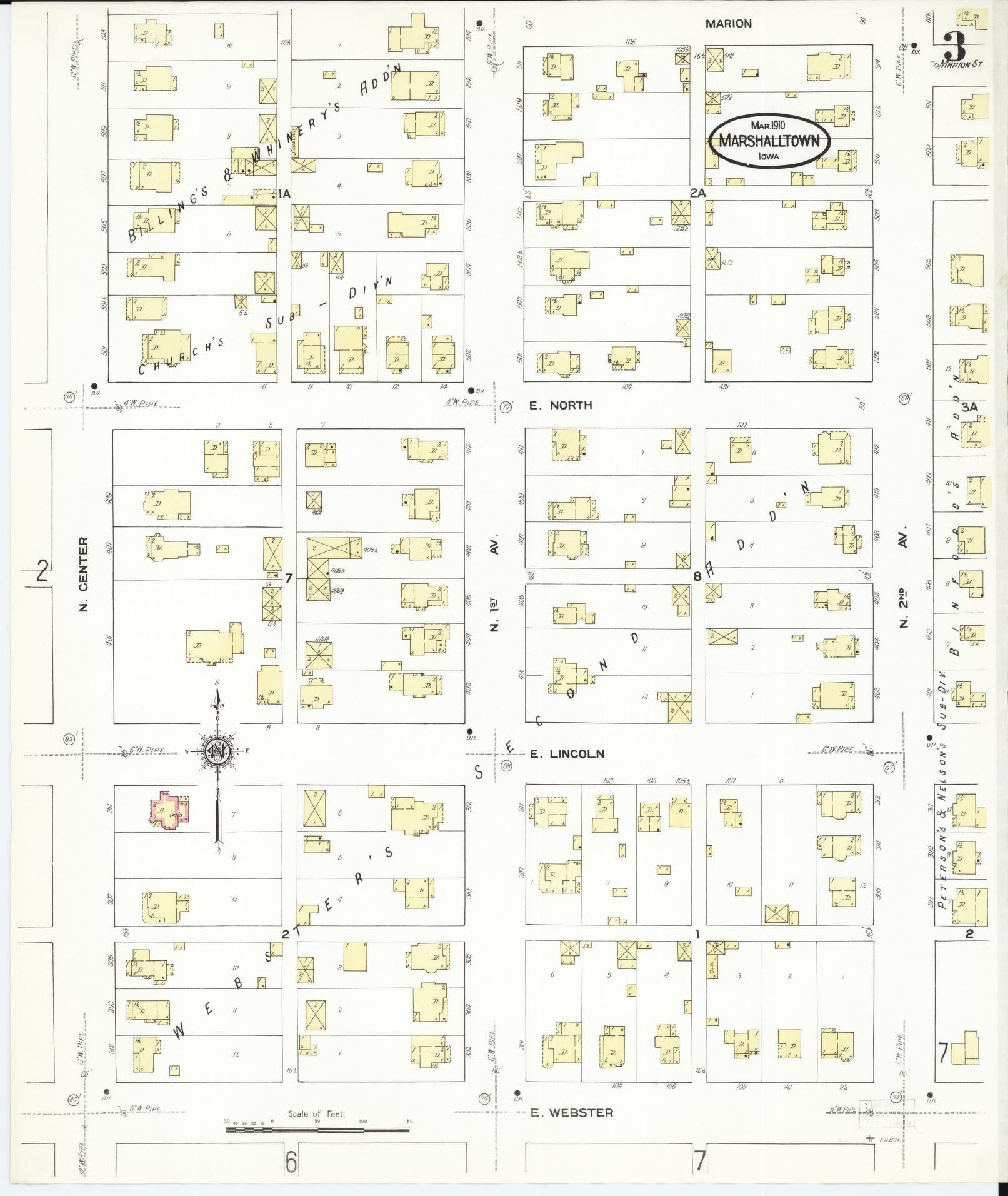 Sanborn Fire Insurance Map from Marshalltown, Marshall County, Iowa (1910), Sheet #0003 - Historic Sanborn Fire Insurance Map Print
