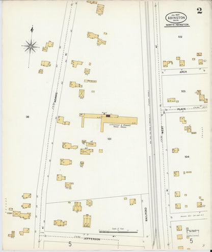 Sanborn Fire Insurance Map from Abington, Plymouth County, Massachusetts (1907), Sheet #0002 - Complete Map Set gallery image, historic Sanborn map, vintage wall art, Massachusetts Massachusetts