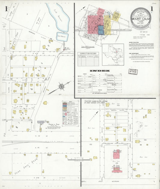 Sanborn Fire Insurance Map from Mount Calm, Hill County, Texas (1937), Sheet #0001 - Complete Map Set gallery image, historic Sanborn map, vintage wall art, Texas Texas