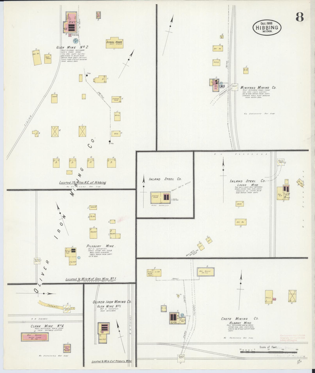Sanborn Fire Insurance Map from Hibbing, Saint Louis County, Minnesota (1908), Sheet #0008 - Complete Map Set gallery image, historic Sanborn map, vintage wall art, Minnesota Minnesota