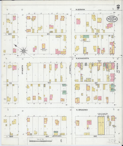 Sanborn Fire Insurance Map from New Ulm, Brown County, Minnesota (1905), Sheet #0002 - Complete Map Set gallery image, historic Sanborn map, vintage wall art, Minnesota Minnesota