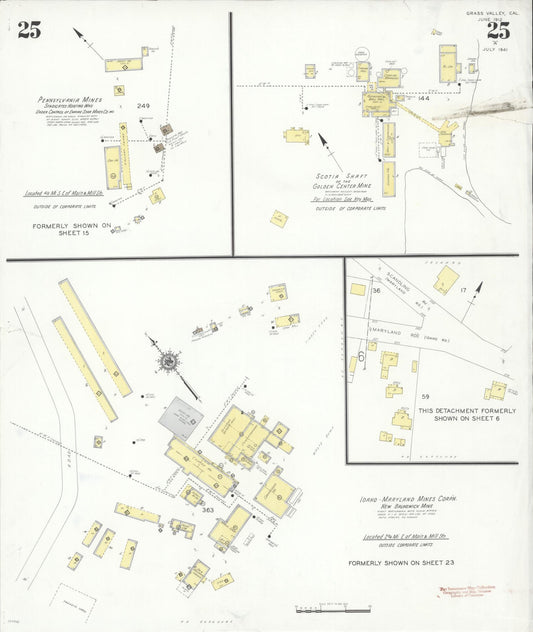 Sanborn Fire Insurance Map from Grass Valley, Nevada County, California (1941), Sheet #0025 - Historic Sanborn Fire Insurance Map Print, vintage old map wall art, antique decor, genealogy gift, Grass Valley Nevada map