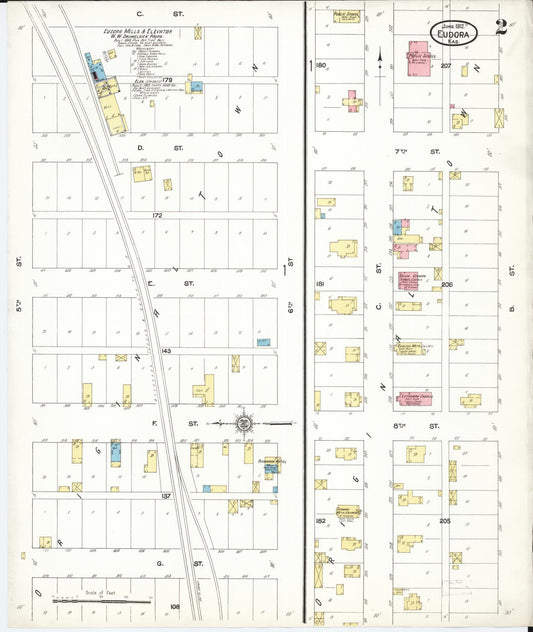 Sanborn Fire Insurance Map from Eudora, Douglas County, Kansas (1912), Sheet #0002 - Historic Sanborn Fire Insurance Map Print, vintage old map wall art, antique decor, genealogy gift, Kansas Kansas map