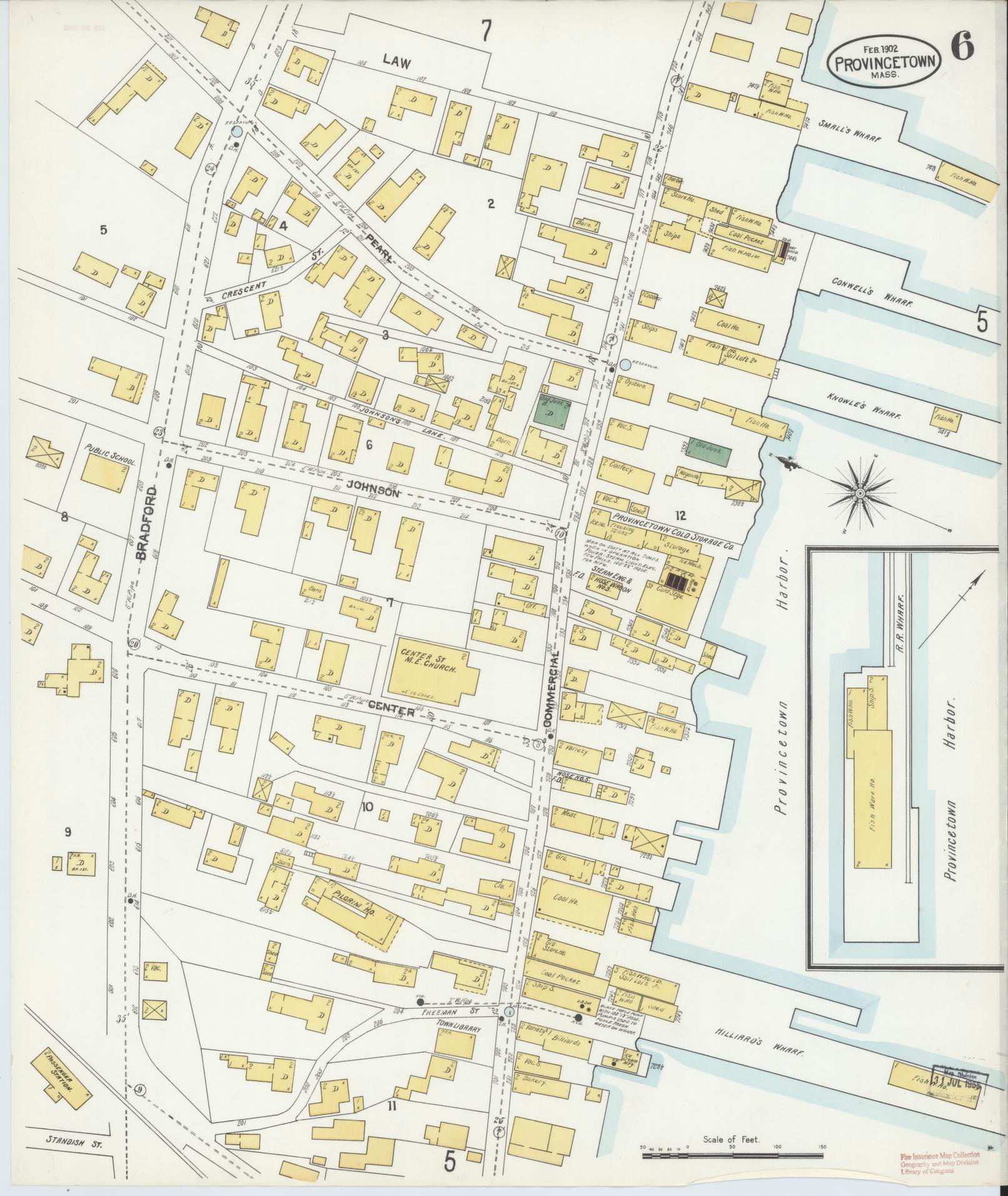 Sanborn Fire Insurance Map from Provincetown, Barnstable County, Massachusetts (1902), Sheet #0006 - Complete Map Set gallery image, historic Sanborn map, vintage wall art, Massachusetts Massachusetts