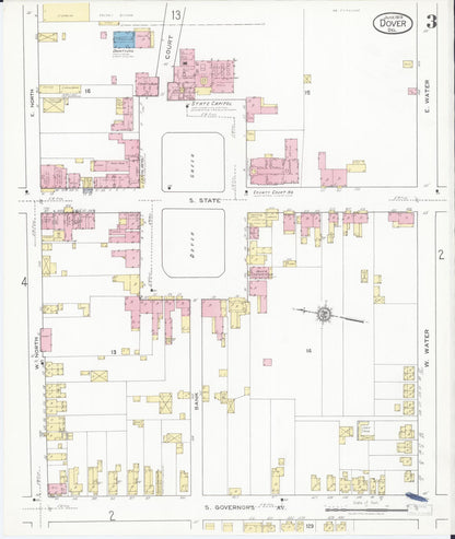 Sanborn Fire Insurance Map from Dover, Kent County, Delaware (1919), Sheet #0003 - Complete Map Set gallery image, historic Sanborn map, vintage wall art, Delaware Delaware