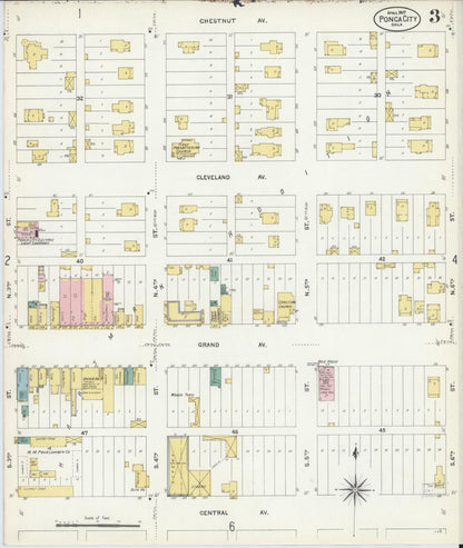 Sanborn Fire Insurance Map from Ponca City, Kay County, Oklahoma (1907), Sheet #0003 - Complete Map Set gallery image, historic Sanborn map, vintage wall art, Oklahoma Oklahoma