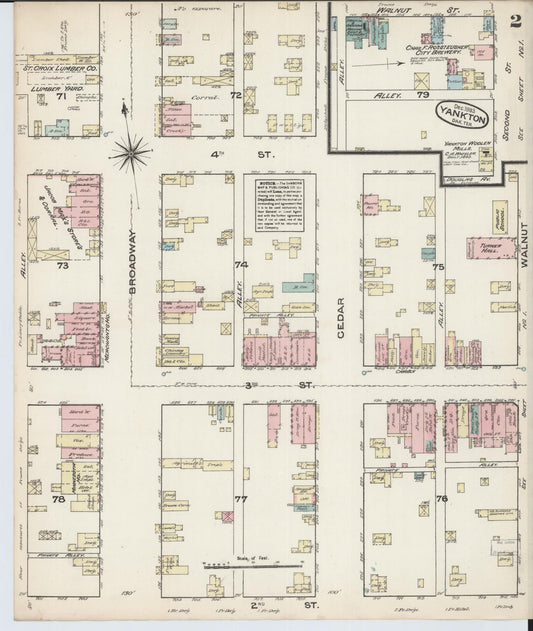 Sanborn Fire Insurance Map from Yankton, Yankton County, South Dakota (1883), Sheet #0002 - Historic Sanborn Fire Insurance Map Print, vintage old map wall art, antique decor, genealogy gift, South Dakota South Dakota map