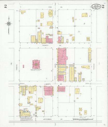 Sanborn Fire Insurance Map from Liberty, Liberty County, Texas (1927), Sheet #0002 - Complete Map Set gallery image, historic Sanborn map, vintage wall art, Texas Texas