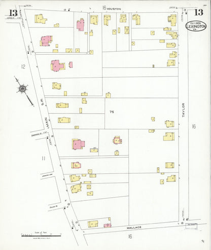 Sanborn Fire Insurance Map from Lexington, Independent Cities, Virginia (1926), Sheet #0013 - Complete Map Set gallery image, historic Sanborn map, vintage wall art, Virginia Virginia