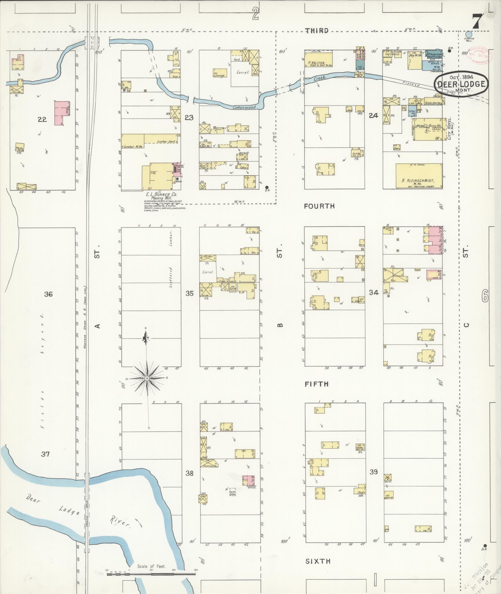 Sanborn Fire Insurance Map from Deer Lodge, Powell County, Montana (1894), Sheet #0007 - Complete Map Set gallery image, historic Sanborn map, vintage wall art, Montana Montana