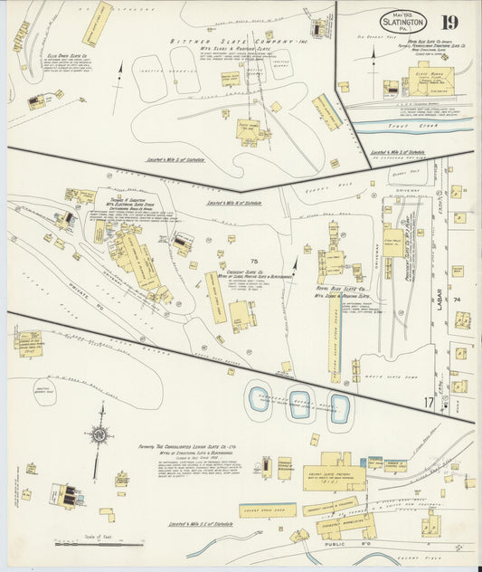 Sanborn Fire Insurance Map from Slatington, Lehigh County, Pennsylvania (1913), Sheet #0019 - Historic Sanborn Fire Insurance Map Print, vintage old map wall art, antique decor, genealogy gift, Pennsylvania Pennsylvania map
