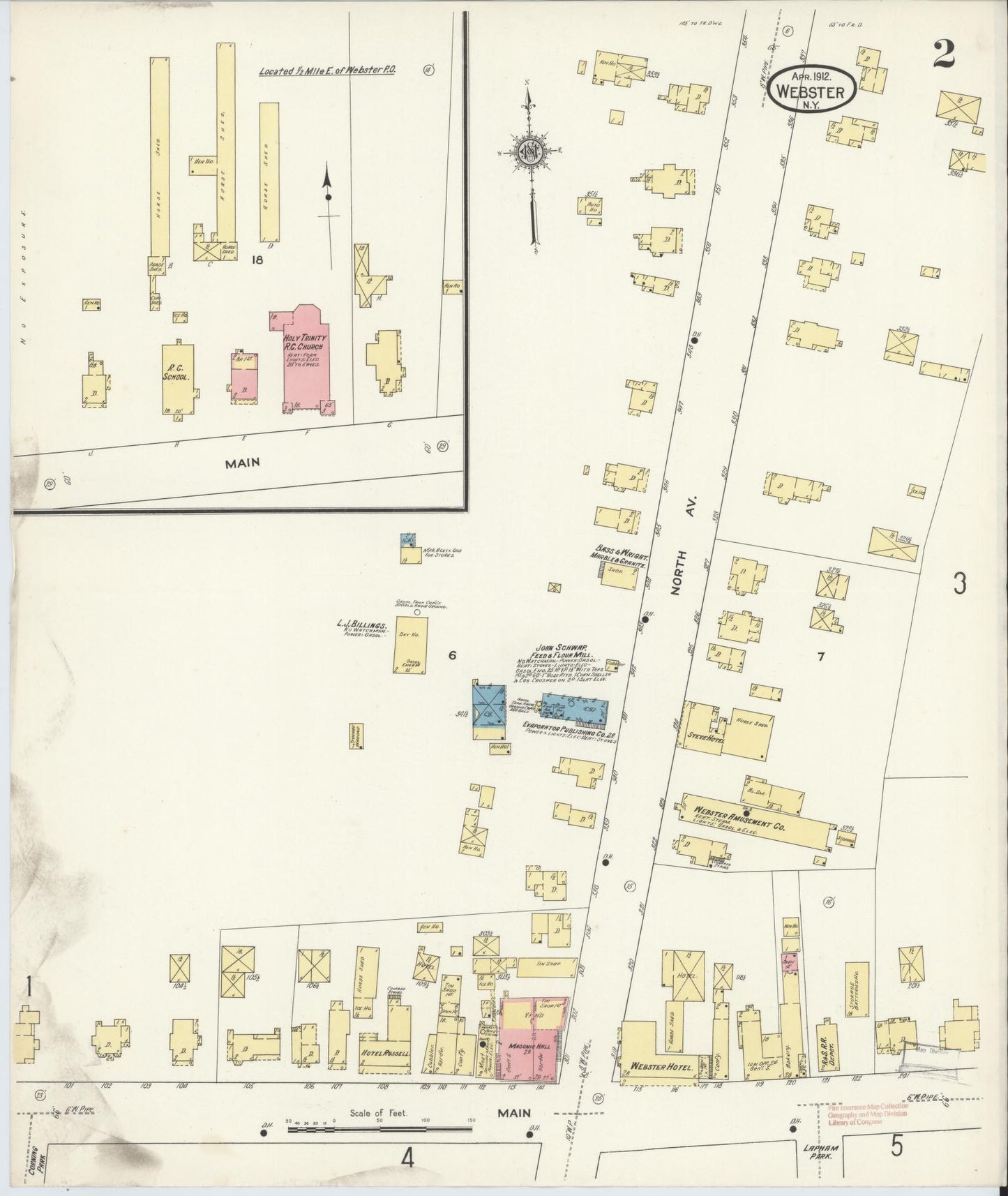Sanborn Fire Insurance Map from Webster, Monroe County, New York (1912), Sheet #0002 - Complete Map Set gallery image, historic Sanborn map, vintage wall art, New York New York