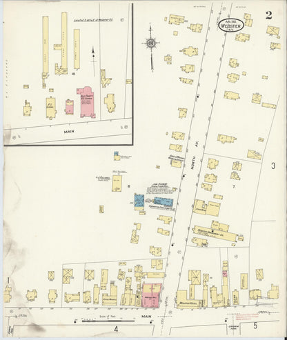 Sanborn Fire Insurance Map from Webster, Monroe County, New York (1912), Sheet #0002 - Complete Map Set gallery image, historic Sanborn map, vintage wall art, New York New York