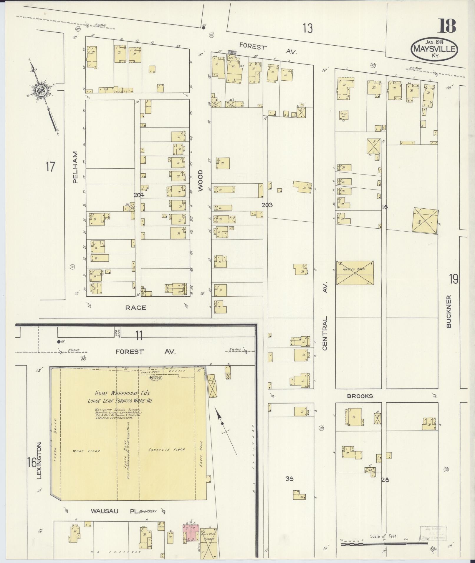 Sanborn Fire Insurance Map from Maysville, Mason County, Kentucky (1914), Sheet #0018 - Historic Sanborn Fire Insurance Map Print, vintage old map wall art, antique decor, genealogy gift, Kentucky Kentucky map