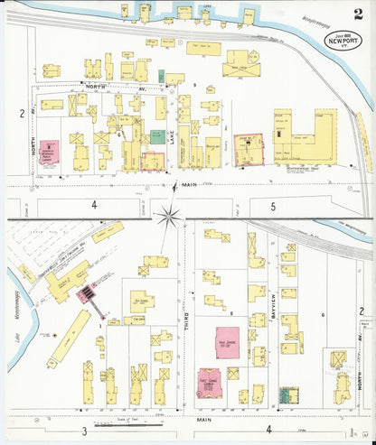 Sanborn Fire Insurance Map from Newport, Orleans County, Vermont (1905), Sheet #0002 - Complete Map Set gallery image, historic Sanborn map, vintage wall art, Vermont Vermont
