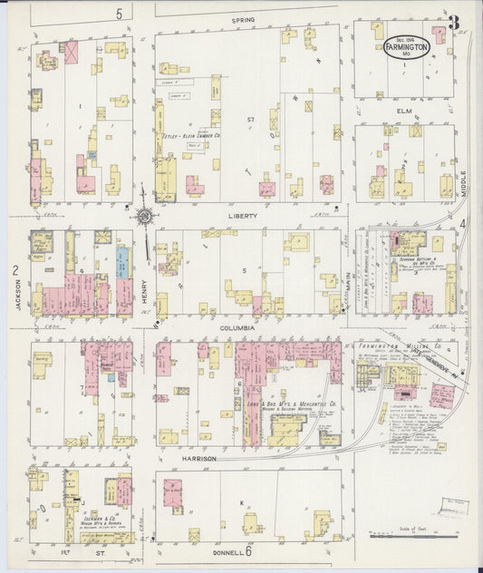 Sanborn Fire Insurance Map from Farmington, Saint Francois County, Missouri (1914), Sheet #0003 - Historic Sanborn Fire Insurance Map Print, vintage old map wall art, antique decor, genealogy gift, Missouri Missouri map