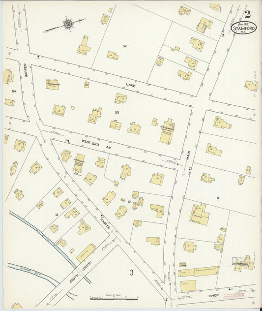 Sanborn Fire Insurance Map from Stamford, Delaware County, New York (1912), Sheet #0002 - Historic Sanborn Fire Insurance Map Print, vintage old map wall art, antique decor, genealogy gift, Stamford Delaware map