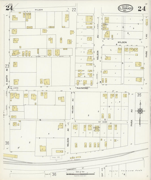 Sanborn Fire Insurance Map from El Dorado, Union County, Arkansas (1924), Sheet #0024 - Historic Sanborn Fire Insurance Map Print, vintage old map wall art, antique decor, genealogy gift, Arkansas Arkansas map