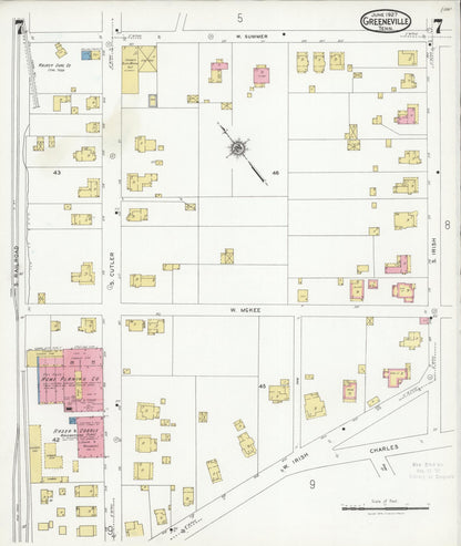 Sanborn Fire Insurance Map from Greeneville, Greene County, Tennessee (1927), Sheet #0007 - Complete Map Set gallery image, historic Sanborn map, vintage wall art, Tennessee Tennessee