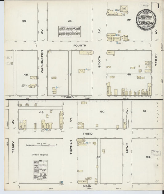 Sanborn Fire Insurance Map from Larimore, Grand Forks County, North Dakota (1884), Sheet #0001 - Complete Map Set gallery image, historic Sanborn map, vintage wall art, North Dakota North Dakota