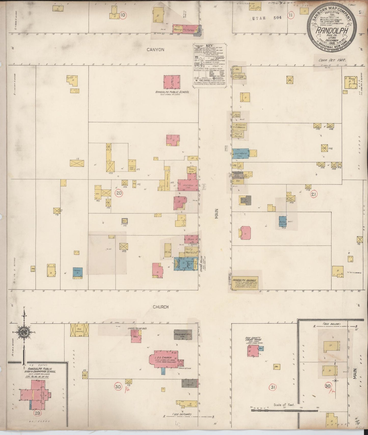Sanborn Fire Insurance Map from Randolph, Rich County, Utah. (1922) – Historic Sanborn Fire Insurance Map Print