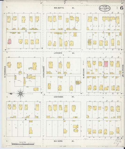 Sanborn Fire Insurance Map from Alliance, Box Butte County, Nebraska (1903), Sheet #0006 - Historic Sanborn Fire Insurance Map Print, vintage old map wall art, antique decor, genealogy gift, Nebraska Nebraska map
