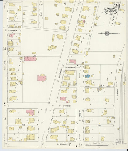 Sanborn Fire Insurance Map from Mount Vernon, Knox County, Ohio (1913), Sheet #0020 - Historic Sanborn Fire Insurance Map Print, vintage old map wall art, antique decor, genealogy gift, Ohio Ohio map