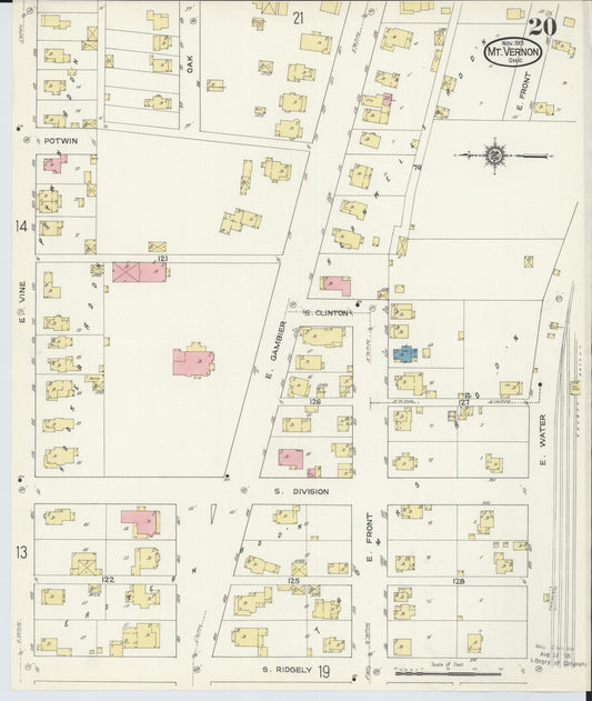 Sanborn Fire Insurance Map from Mount Vernon, Knox County, Ohio (1913), Sheet #0020 - Historic Sanborn Fire Insurance Map Print, vintage old map wall art, antique decor, genealogy gift, Ohio Ohio map
