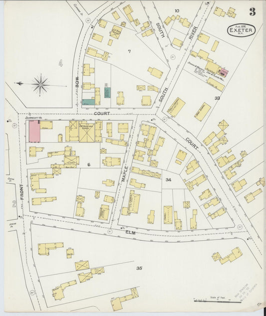 Sanborn Fire Insurance Map from Exeter, Rockingham County, New Hampshire (1892), Sheet #0003 - Historic Sanborn Fire Insurance Map Print, vintage old map wall art, antique decor, genealogy gift, New Hampshire New Hampshire map