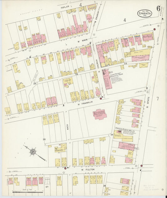 Sanborn Fire Insurance Map from Ephrata, Lancaster County, Pennsylvania (1912), Sheet #0006 - Historic Sanborn Fire Insurance Map Print, vintage old map wall art, antique decor, genealogy gift, Pennsylvania Pennsylvania map