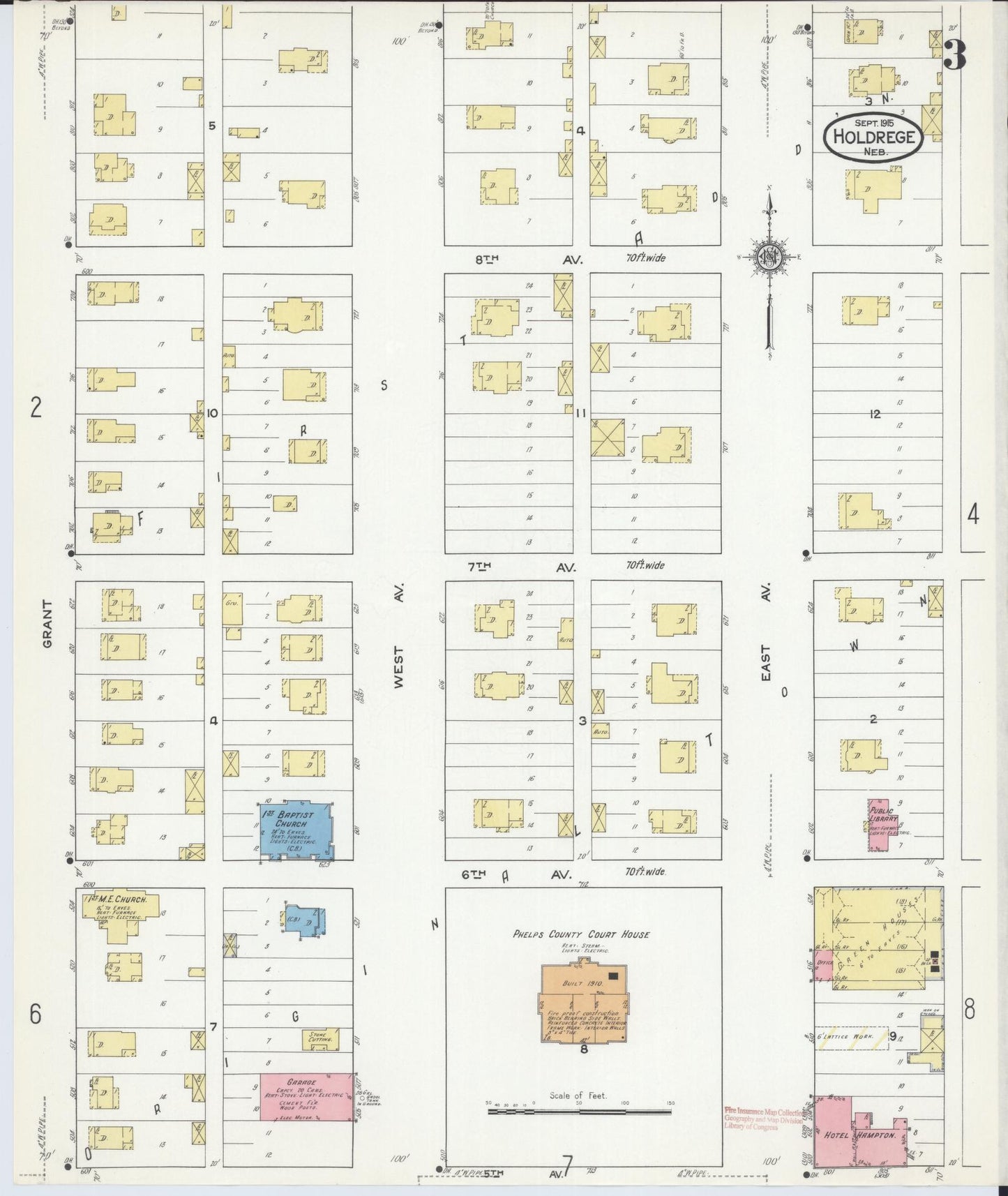 Sanborn Fire Insurance Map from Holdrege, Phelps County, Nebraska (1915), Sheet #0003 - Complete Map Set gallery image, historic Sanborn map, vintage wall art, Nebraska Nebraska