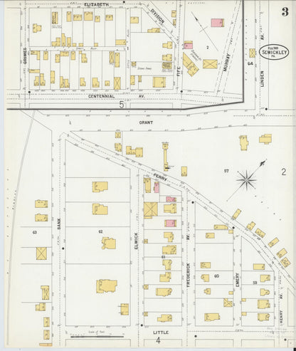 Sanborn Fire Insurance Map from Sewickley, Allegheny County, Pennsylvania (1900), Sheet #0003 - Historic Sanborn Fire Insurance Map Print, vintage old map wall art, antique decor, genealogy gift, Pennsylvania Pennsylvania map