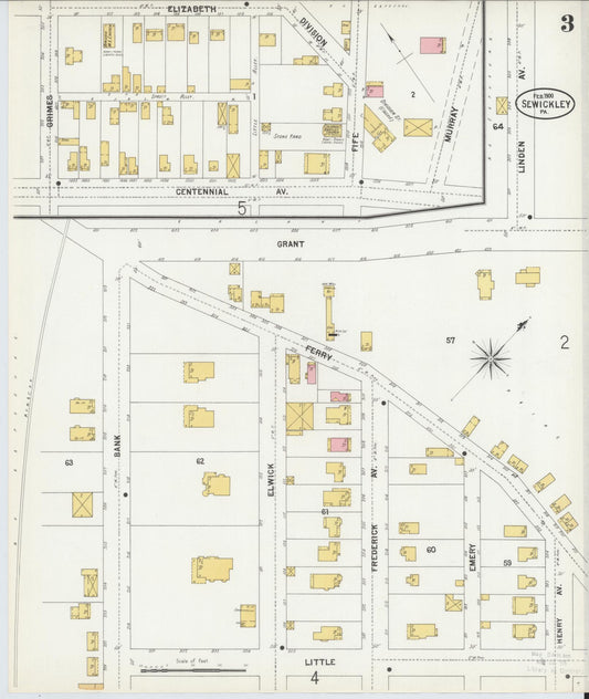 Sanborn Fire Insurance Map from Sewickley, Allegheny County, Pennsylvania (1900), Sheet #0003 - Historic Sanborn Fire Insurance Map Print, vintage old map wall art, antique decor, genealogy gift, Pennsylvania Pennsylvania map