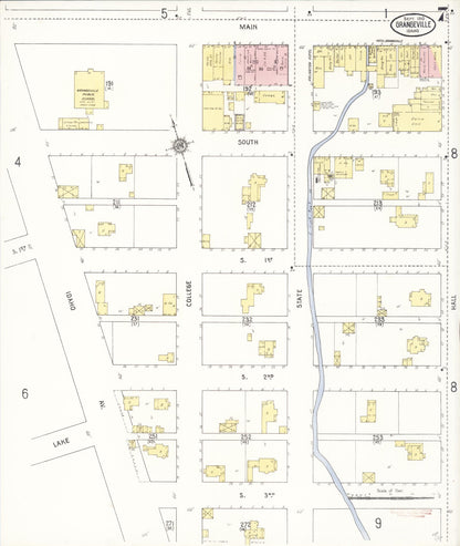Sanborn Fire Insurance Map from Grangeville, Idaho County, Idaho (1910), Sheet #0007 - Complete Map Set gallery image, historic Sanborn map, vintage wall art, Grangeville Idaho