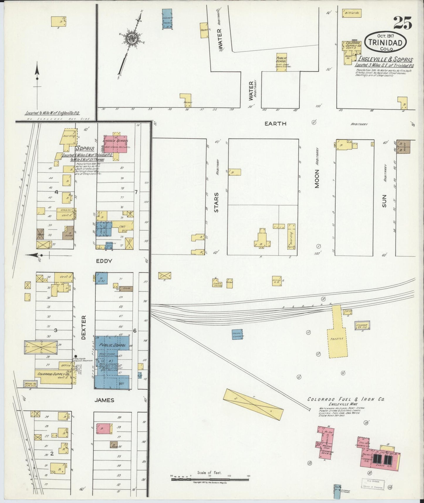 Sanborn Fire Insurance Map from Trinidad, Las Animas County, Colorado (1917), Sheet #0025 - Historic Sanborn Fire Insurance Map Print, vintage old map wall art, antique decor, genealogy gift, Colorado Colorado map